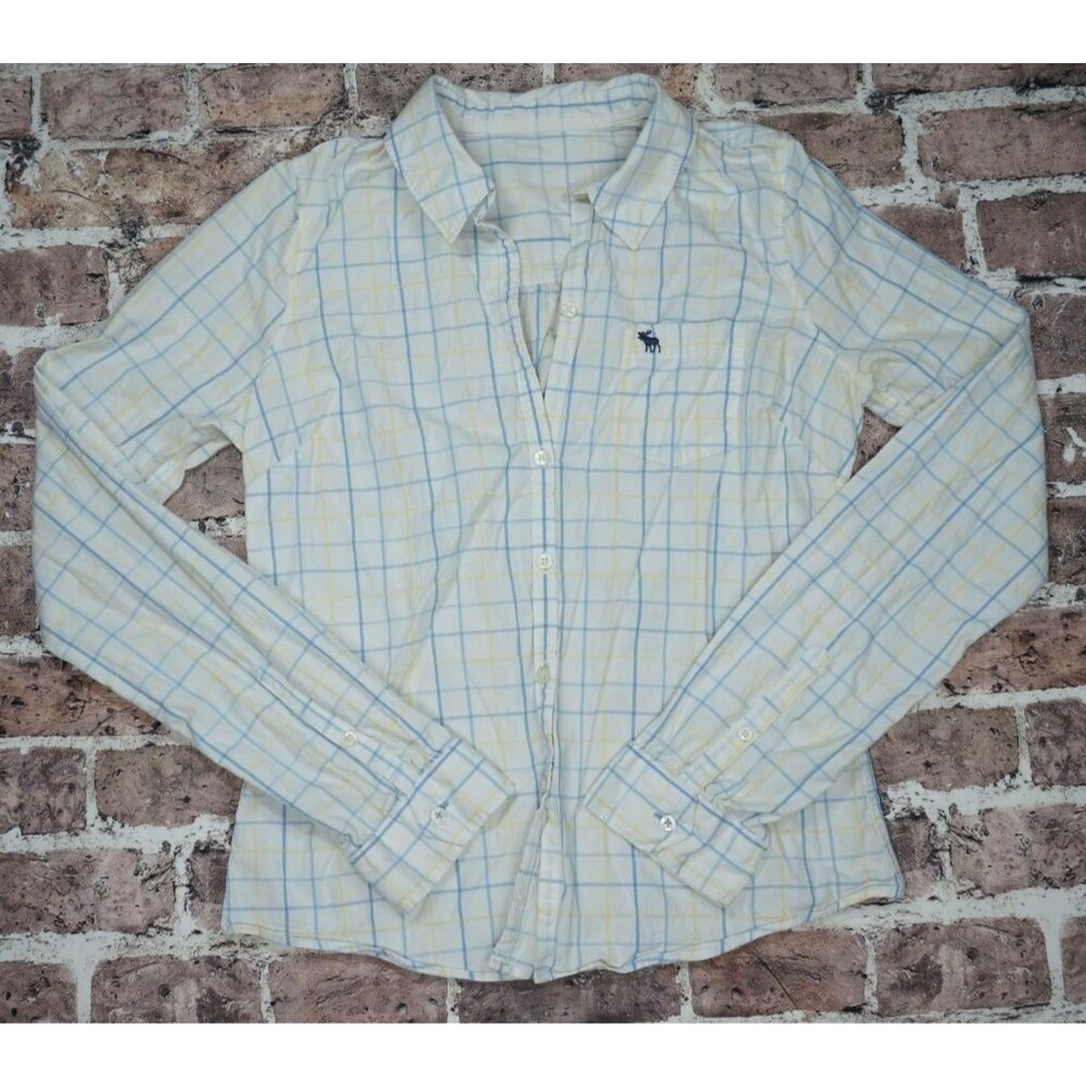 Abercrombie & Fitch Plaid Button Down Shirt Women S Blue Academia Preppy Y2K